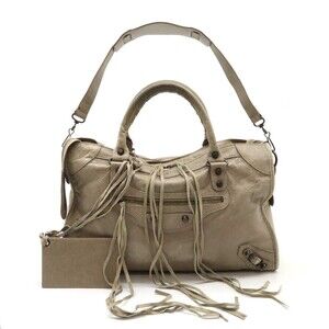 BALENCIAGA The City Editors Bag Shoulder greige leather mirror